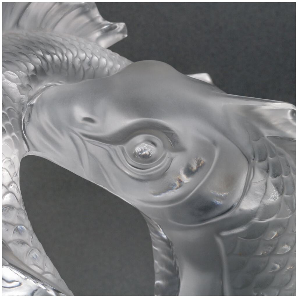 1953 Marc Lalique – Sculpture Deux Poissons Cristal Blanc 7