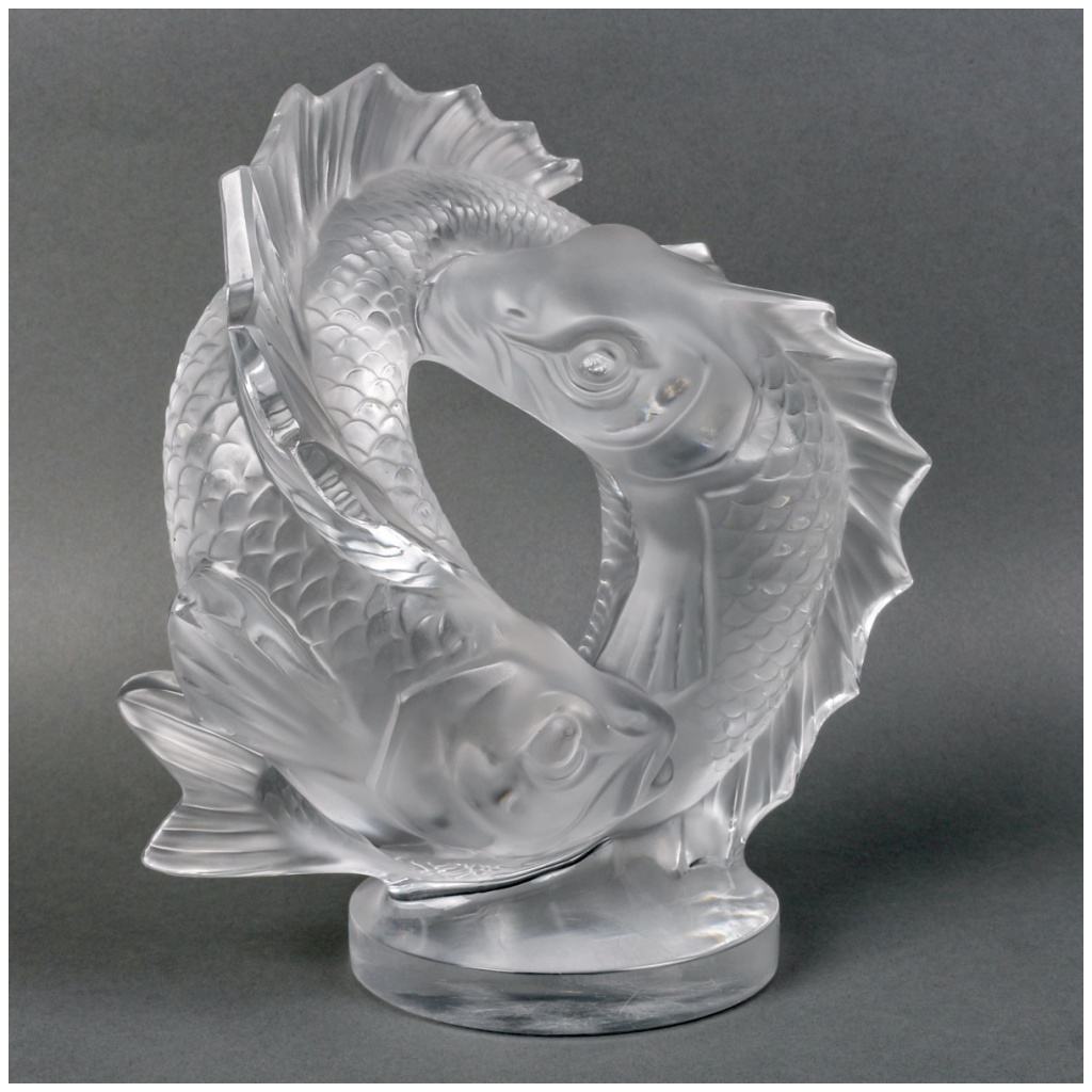 1953 Marc Lalique – Sculpture Deux Poissons Cristal Blanc 6