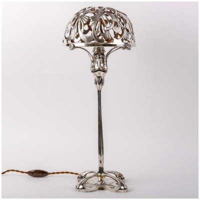 1904 Paul Follot – Lampe Feuillages Bronze Argenté Pour La Maison Moderne