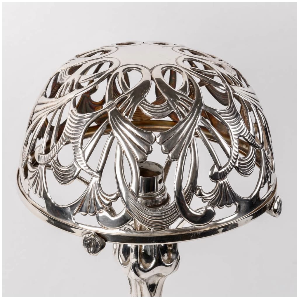 1904 Paul Follot – Lampe Feuillages Bronze Argenté Pour La Maison Moderne 6
