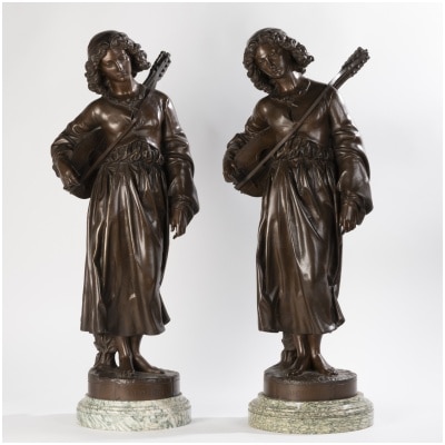 Alexandre Falguière (1831-1900), Mignon, bronze and marble, XIXe 3