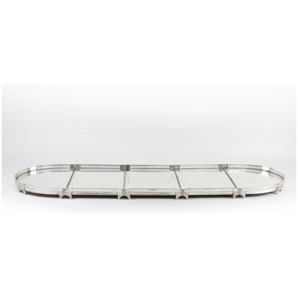 Surtout de table en cinq parties en bronze argenté, ciselé et gravé, fond de miroir, XIXe 3