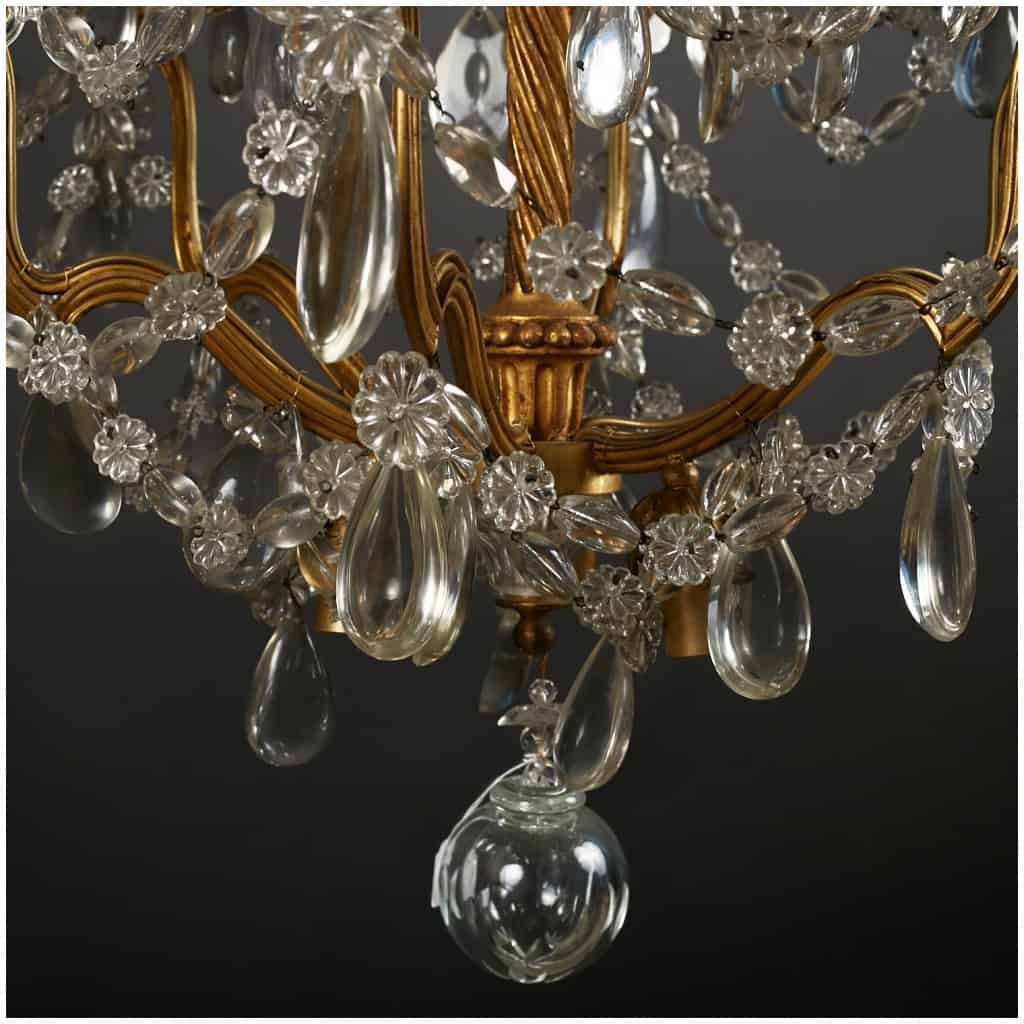 Cage chandelier with gilt bronze beads and Louis style tassels XVI, XIXe 12