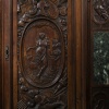 Neo-Renaissance two-body sideboard in carved walnut and marble inclusions, XVIIIand 24