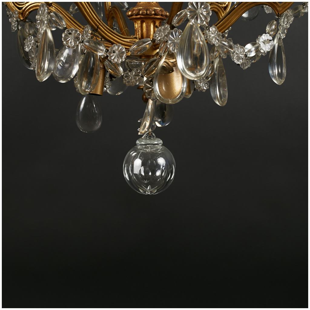 Cage chandelier with gilt bronze beads and Louis style tassels XVI, XIXe 13