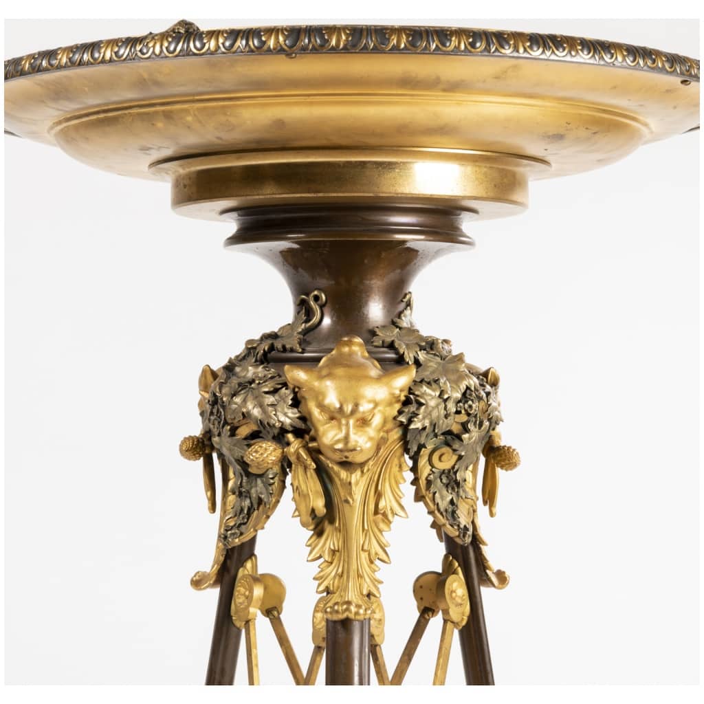 Eugène Cornu (?-1875), guéridon tripode en bronze polychrome et onyx, XIXe 13