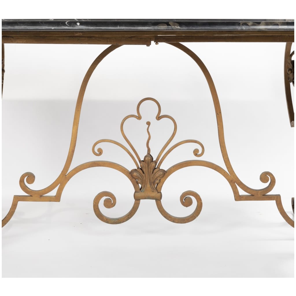 Wrought iron dining room table and portor marble top, 13th century