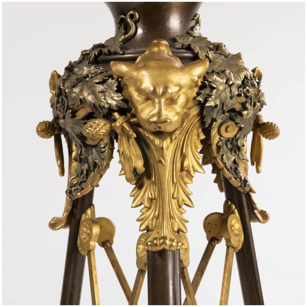 Eugène Cornu (?-1875), guéridon tripode en bronze polychrome et onyx, XIXe 14