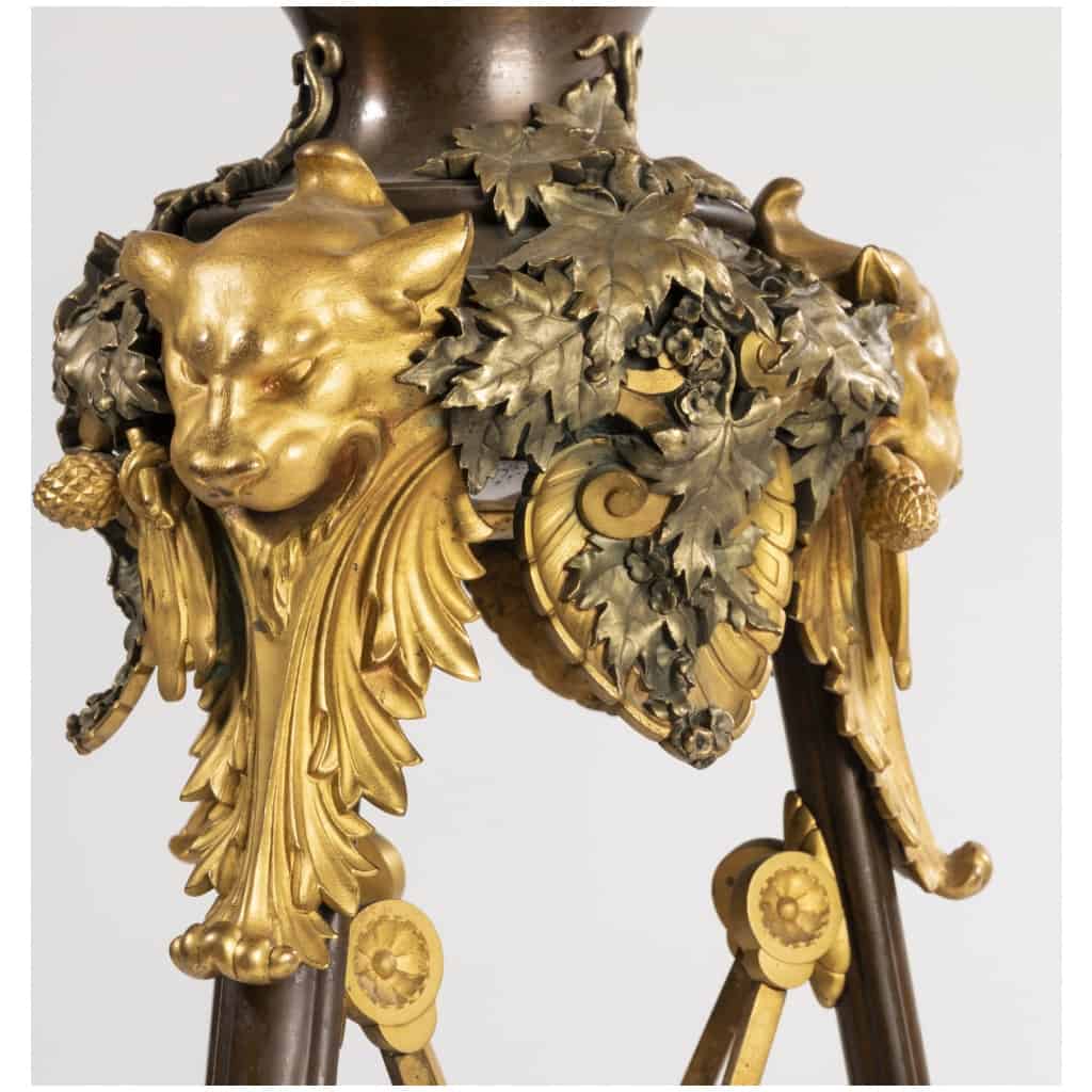 Eugène Cornu (?-1875), guéridon tripode en bronze polychrome et onyx, XIXe 15
