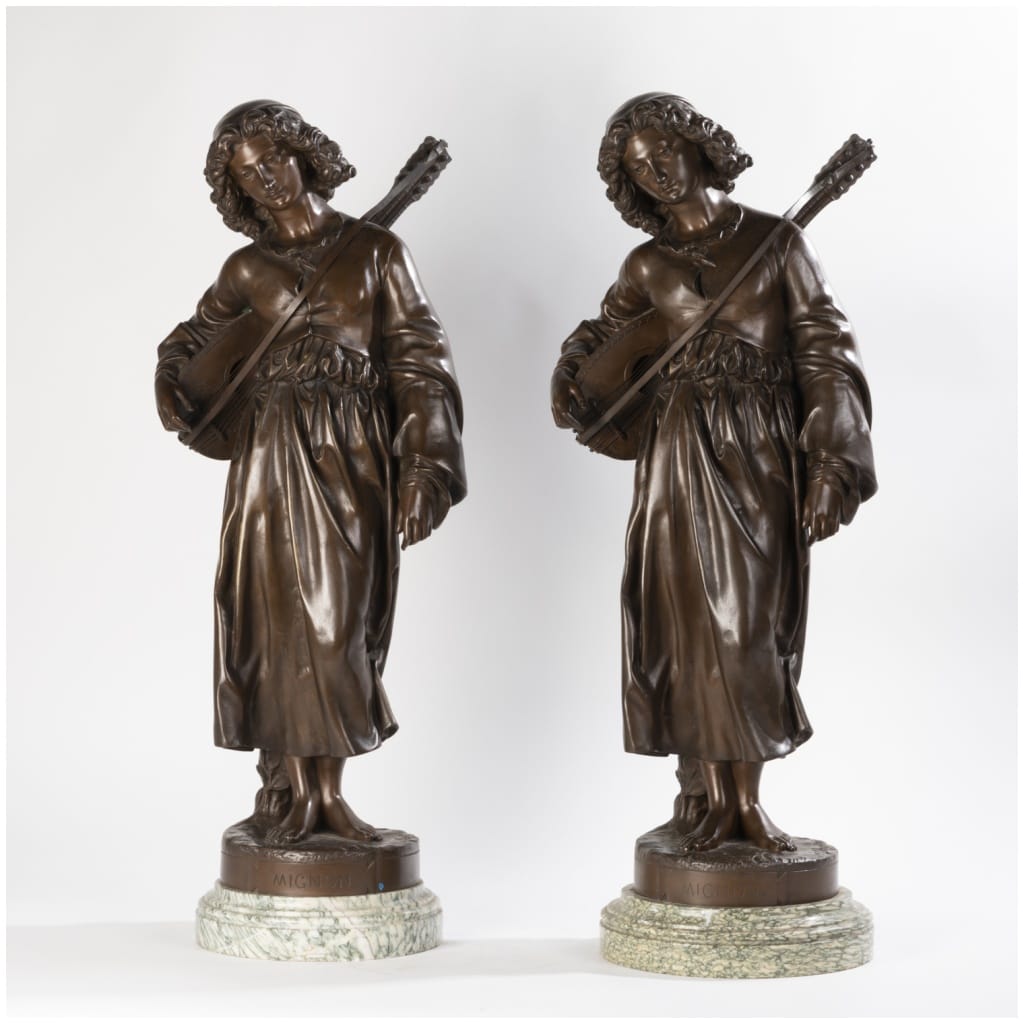 Alexandre Falguière (1831-1900), Mignon, bronze and marble, XIXe 4