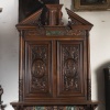 Neo-Renaissance two-body sideboard in carved walnut and marble inclusions, XVIIIand 15