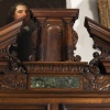 Neo-Renaissance two-body sideboard in carved walnut and marble inclusions, XVIIIand 16