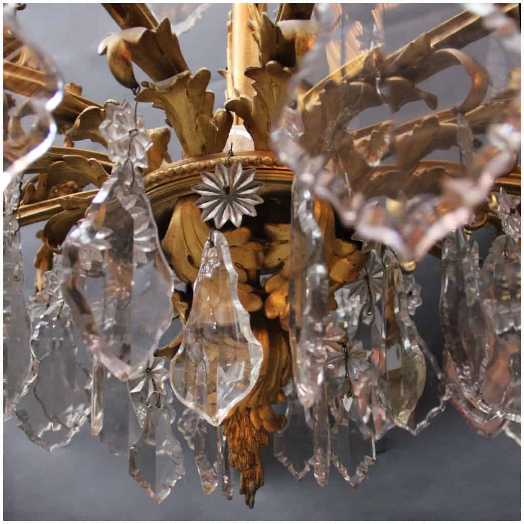 Louis XV style chandelier with 36 candles in gilded bronze and cut crystal, XIXe 5