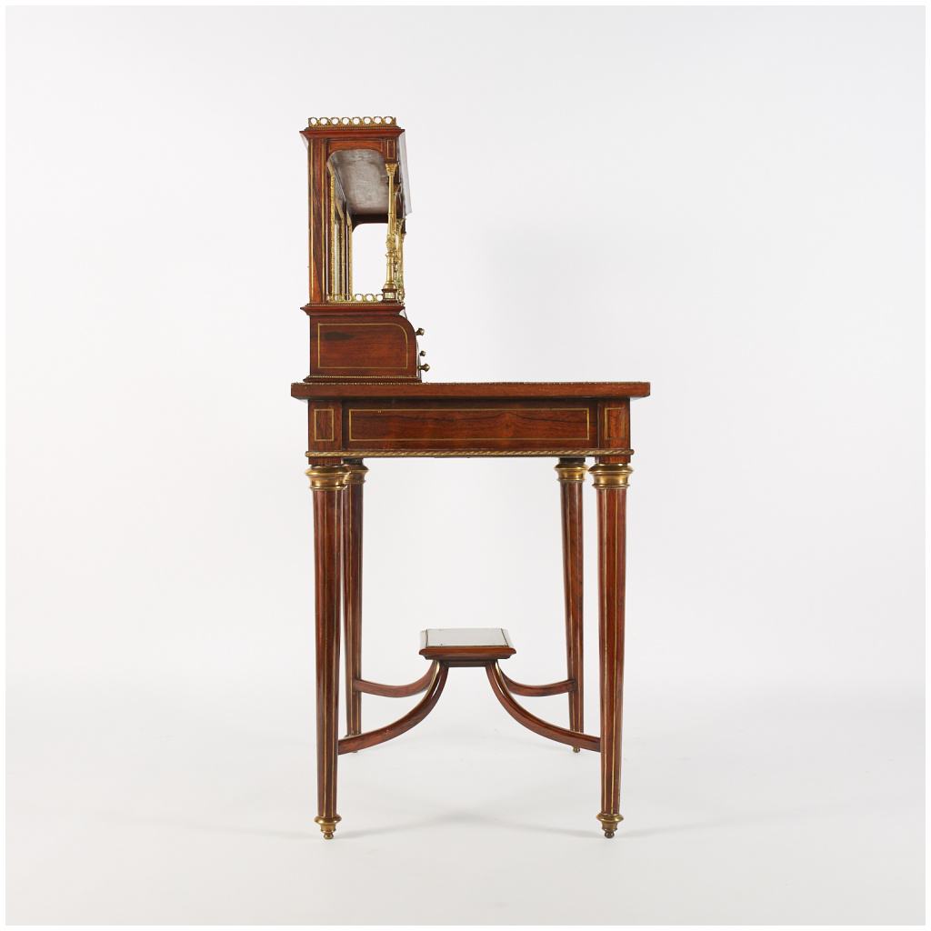 Italy, Lady's desk in mahogany veneer and tinted ivory and mother-of-pearl marquetry, XIXe 6