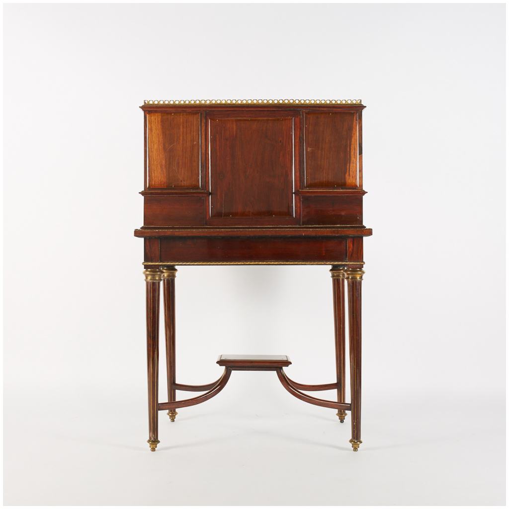 Italy, Lady's desk in mahogany veneer and tinted ivory and mother-of-pearl marquetry, XIXe 7