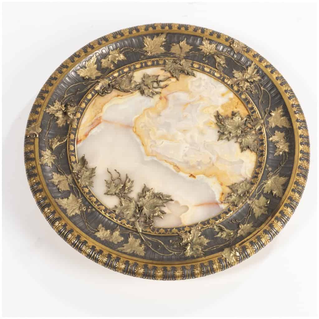 Eugène Cornu (?-1875), guéridon tripode en bronze polychrome et onyx, XIXe 7