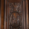 Neo-Renaissance two-body sideboard in carved walnut and marble inclusions, XVIIIand 19