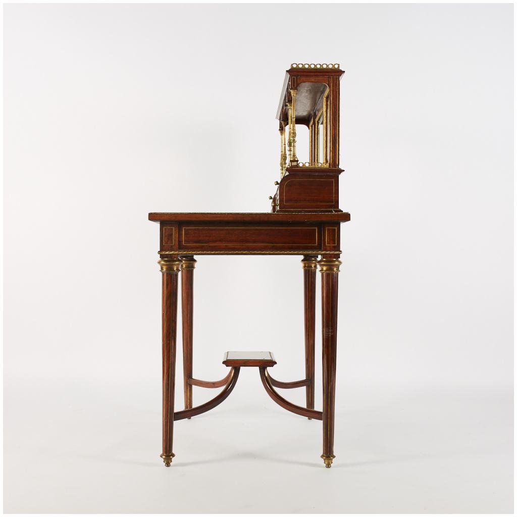 Italy, Lady's desk in mahogany veneer and tinted ivory and mother-of-pearl marquetry, XIXe 8