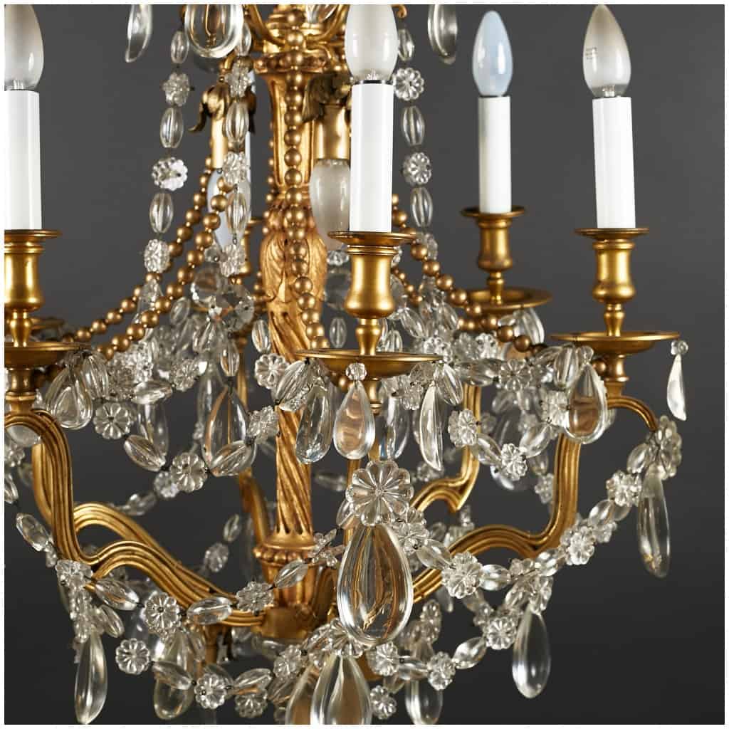 Cage chandelier with gilt bronze beads and Louis style tassels XVI, XIXe 8