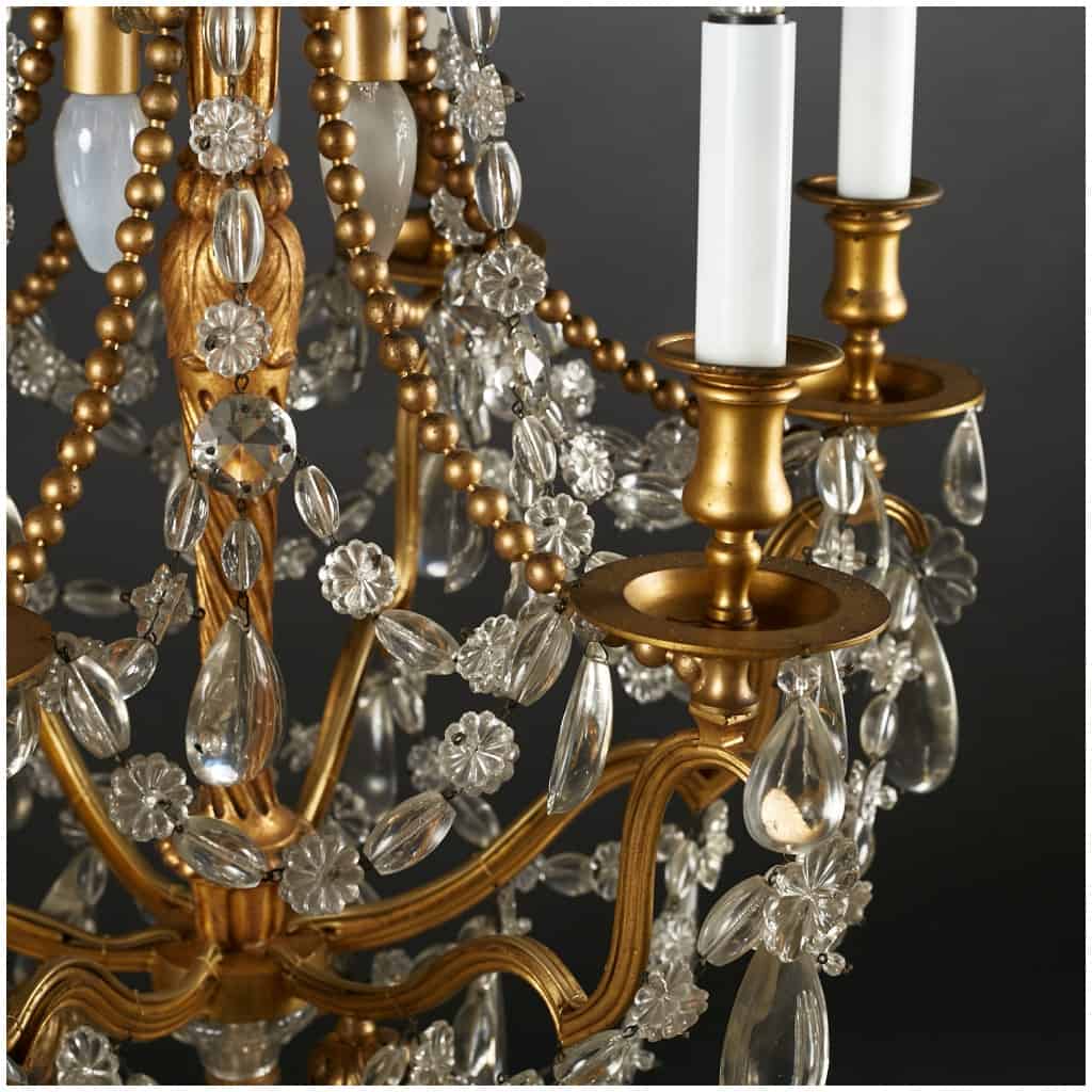 Cage chandelier with gilt bronze beads and Louis style tassels XVI, XIXe 9