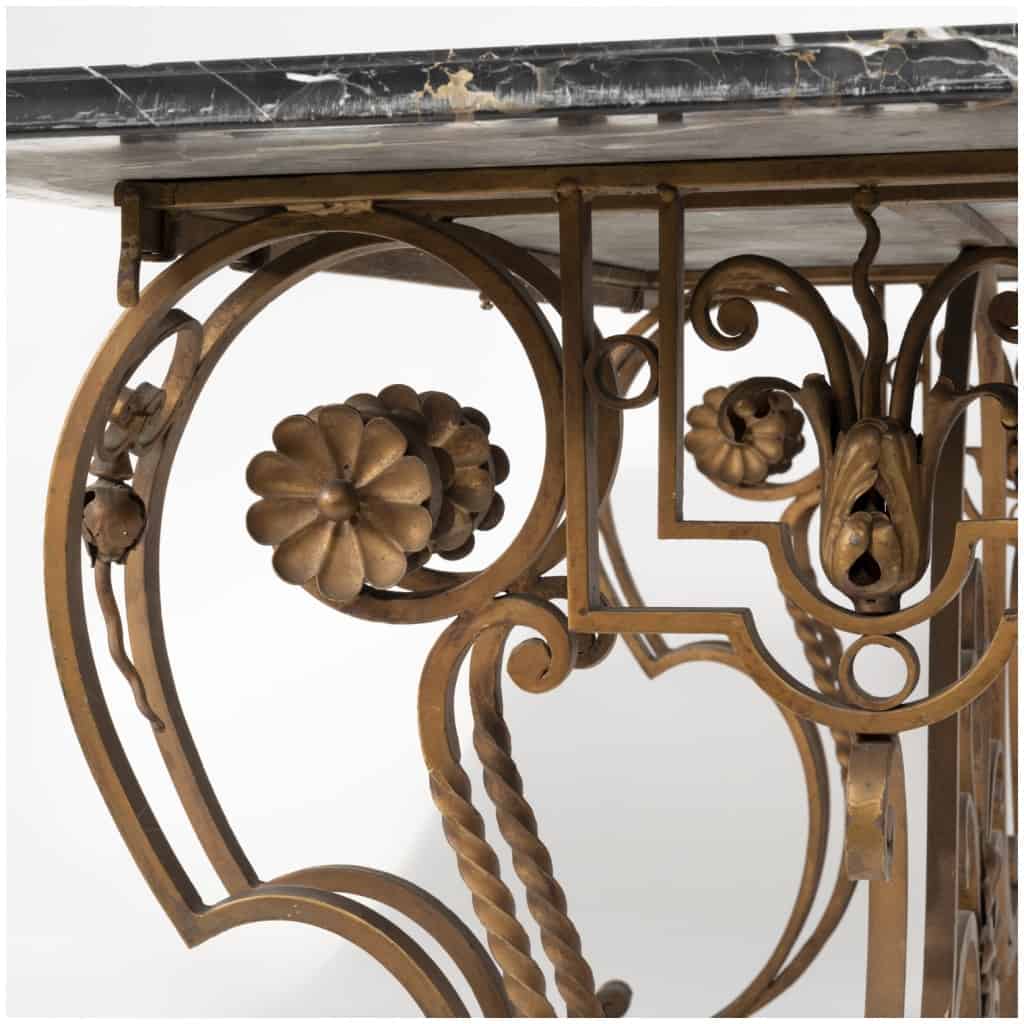 Wrought iron dining room table and portor marble top, 9th century