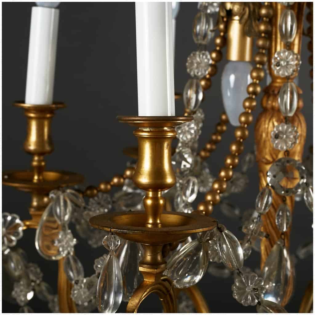 Cage chandelier with gilt bronze beads and Louis style tassels XVI, XIXe 10