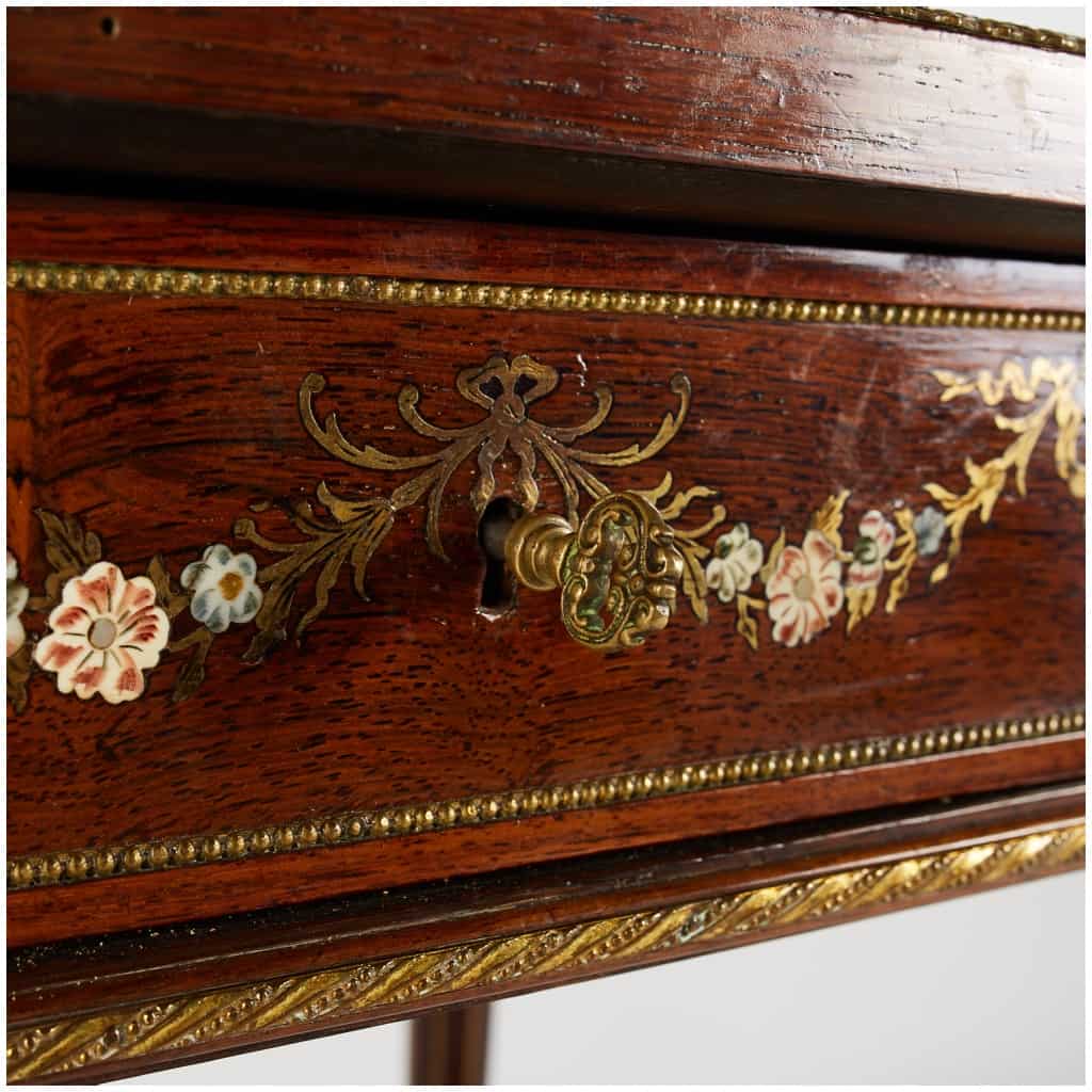 Italy, Lady's desk in mahogany veneer and tinted ivory and mother-of-pearl marquetry, XIXe 11