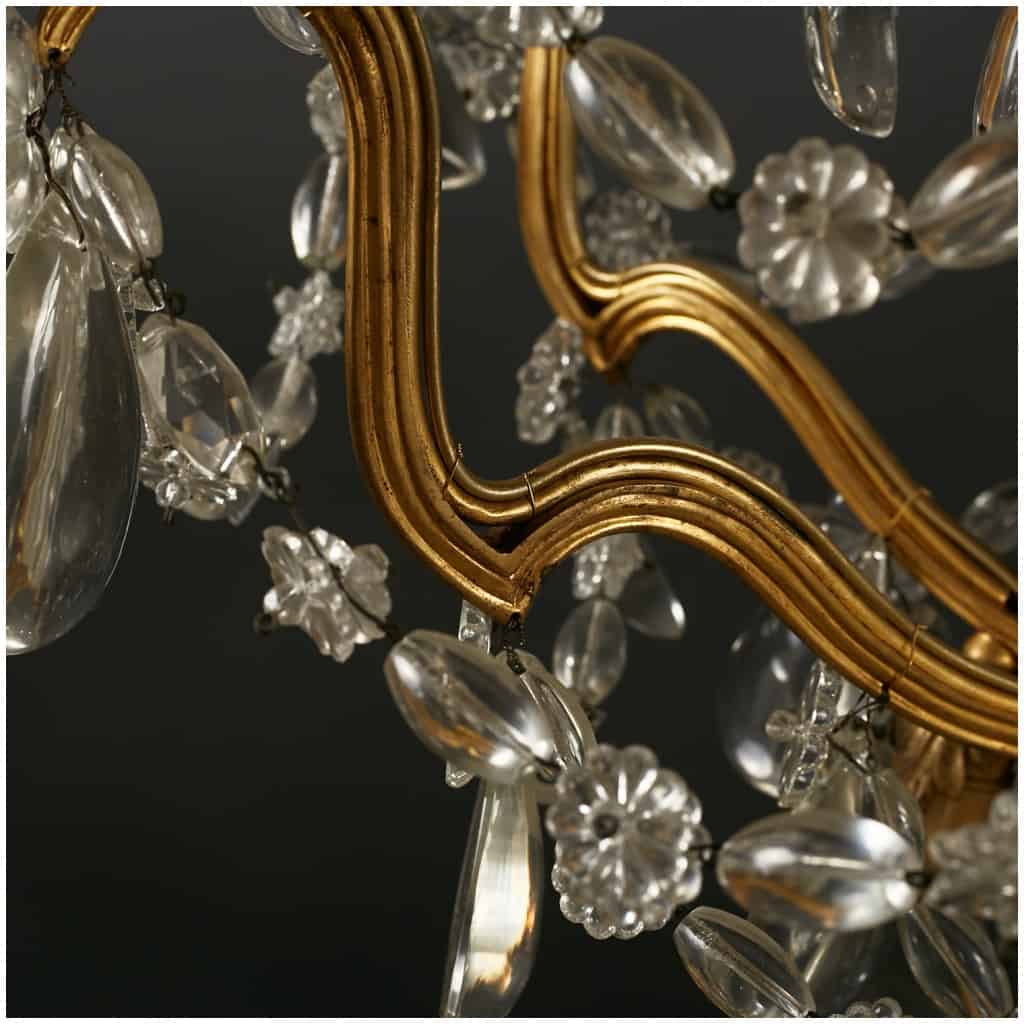Lustre cage aux perles en bronze doré à pampilles de style Louis XVI, XIXe 11