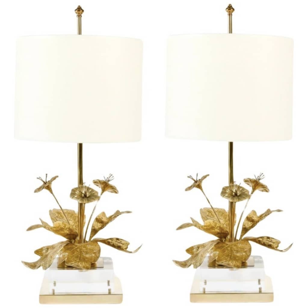 1970 Pair of bronze lamps Maison Jansen 3