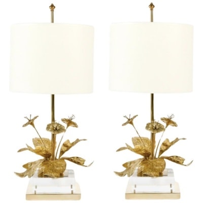 1970 Pair of bronze lamps Maison Jansen