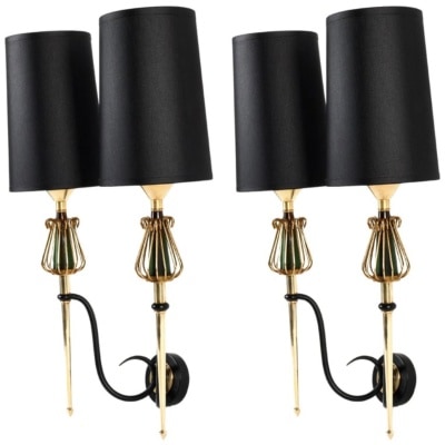 1950 Large pair of wall lights from Maison Lunel