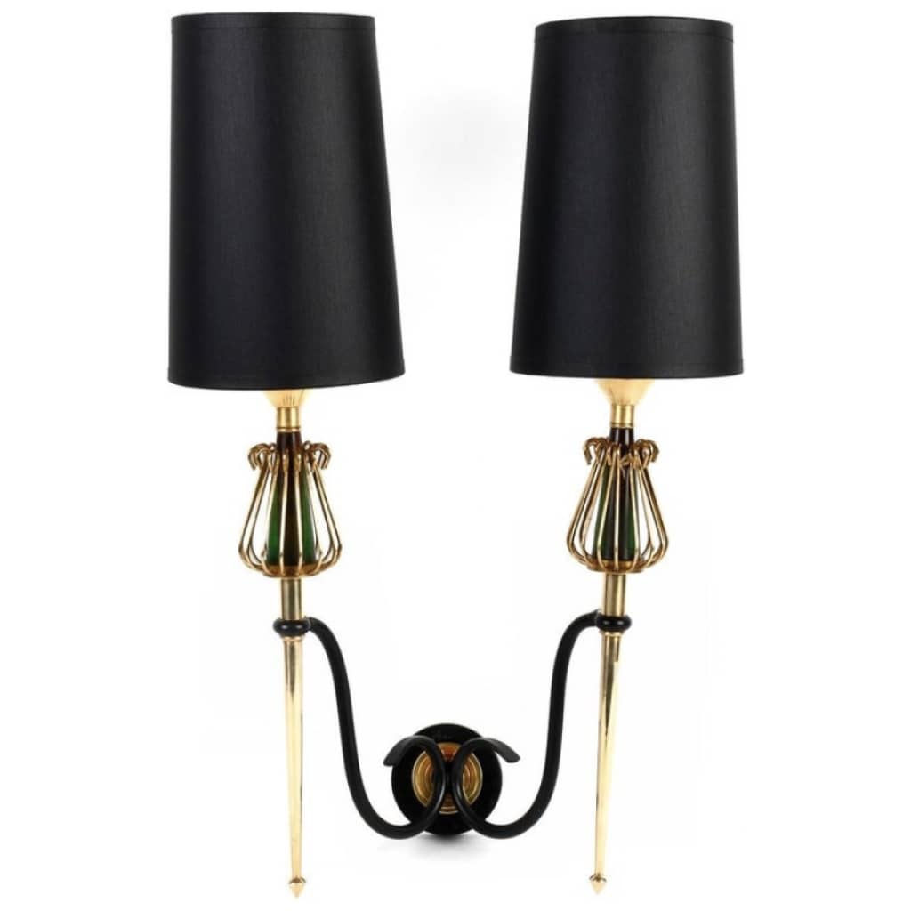 1950 Large pair of wall lights from Maison Lunel 5