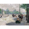 HERVE Jules Tableau Impressionniste 20è siècle Animation aux Champs Elysées huile sur toile signée Certificat d’authenticité 21