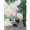 HERVE Jules Tableau Impressionniste 20è siècle Animation aux Champs Elysées huile sur toile signée Certificat d’authenticité 19