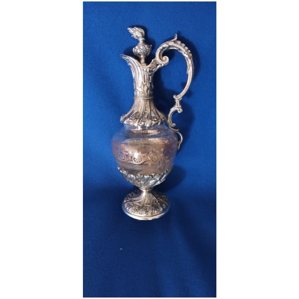 A crystal carafe (ewer). Silver metal frame, Napoleon III 3