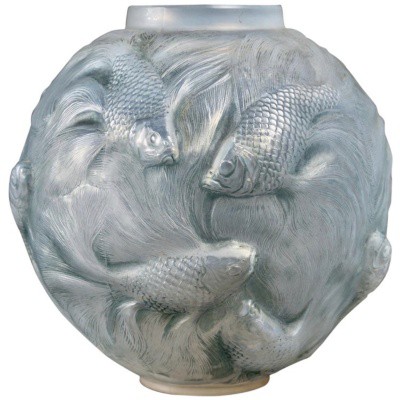 1924 René Lalique – Vase Formose Verre Opalescent Patiné Bleu