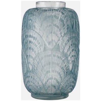 1920 René Lalique – Vase Coquilles Verre Blanc Patiné Bleu