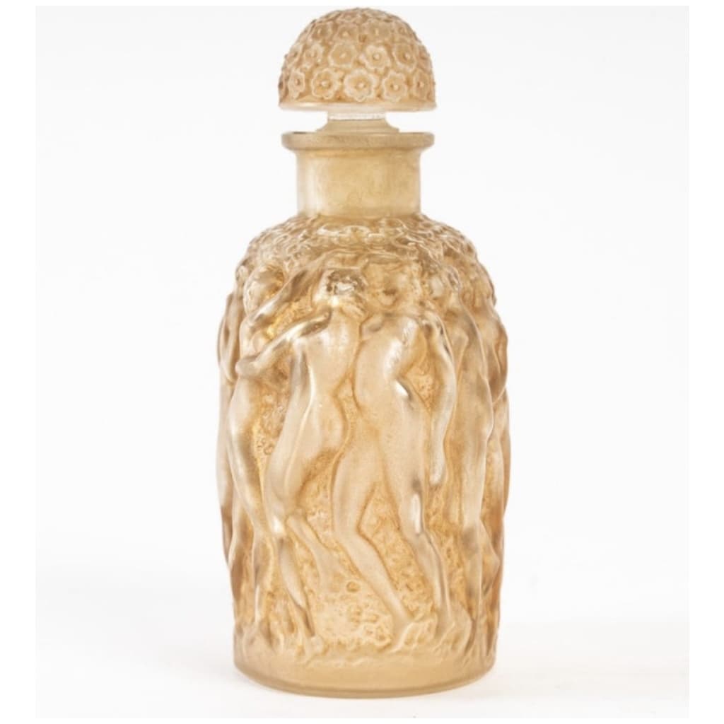 1937 René Lalique – White Glass Calendal Bottle with Sepia Patina For Molinard 6