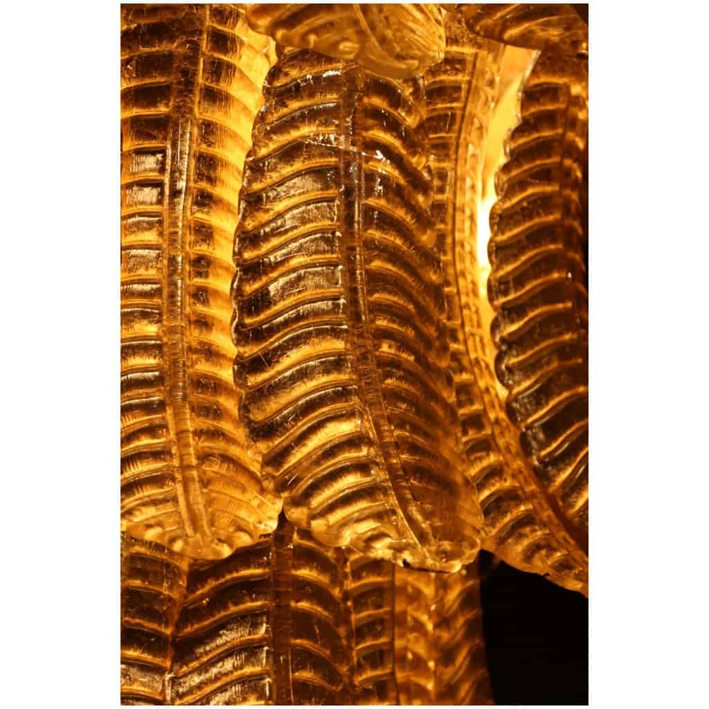 Lustre long en verre de Murano doré en forme de palmier 11
