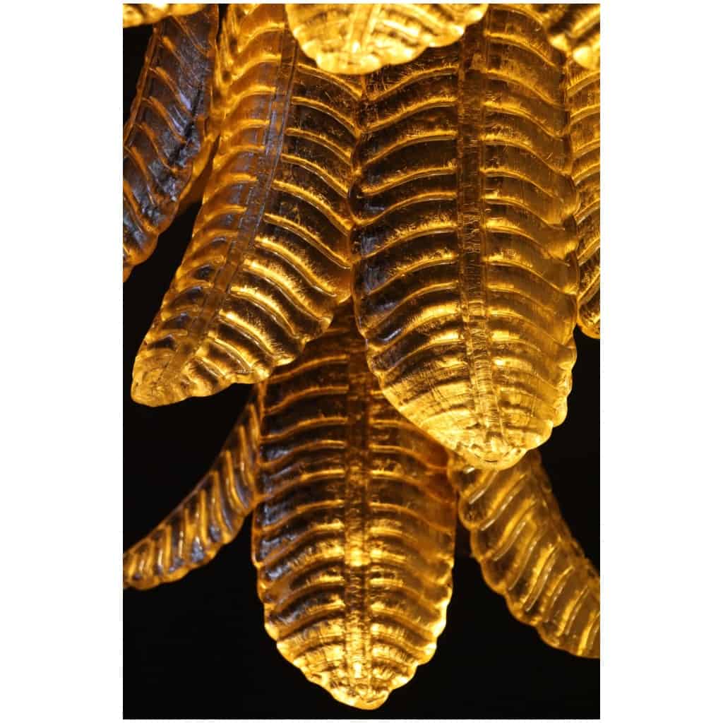 Long golden Murano glass chandelier in the shape of a palm tree 12