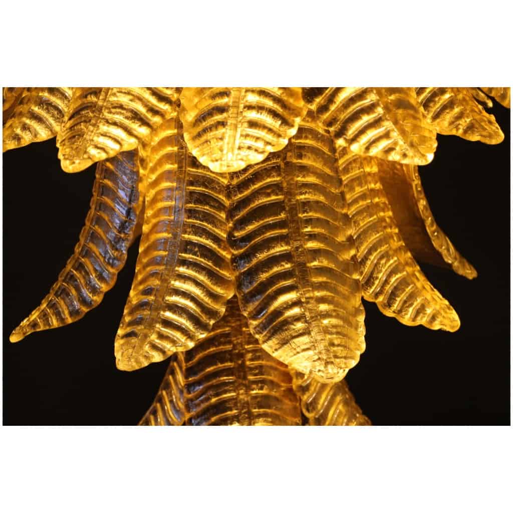 Lustre long en verre de Murano doré en forme de palmier 10