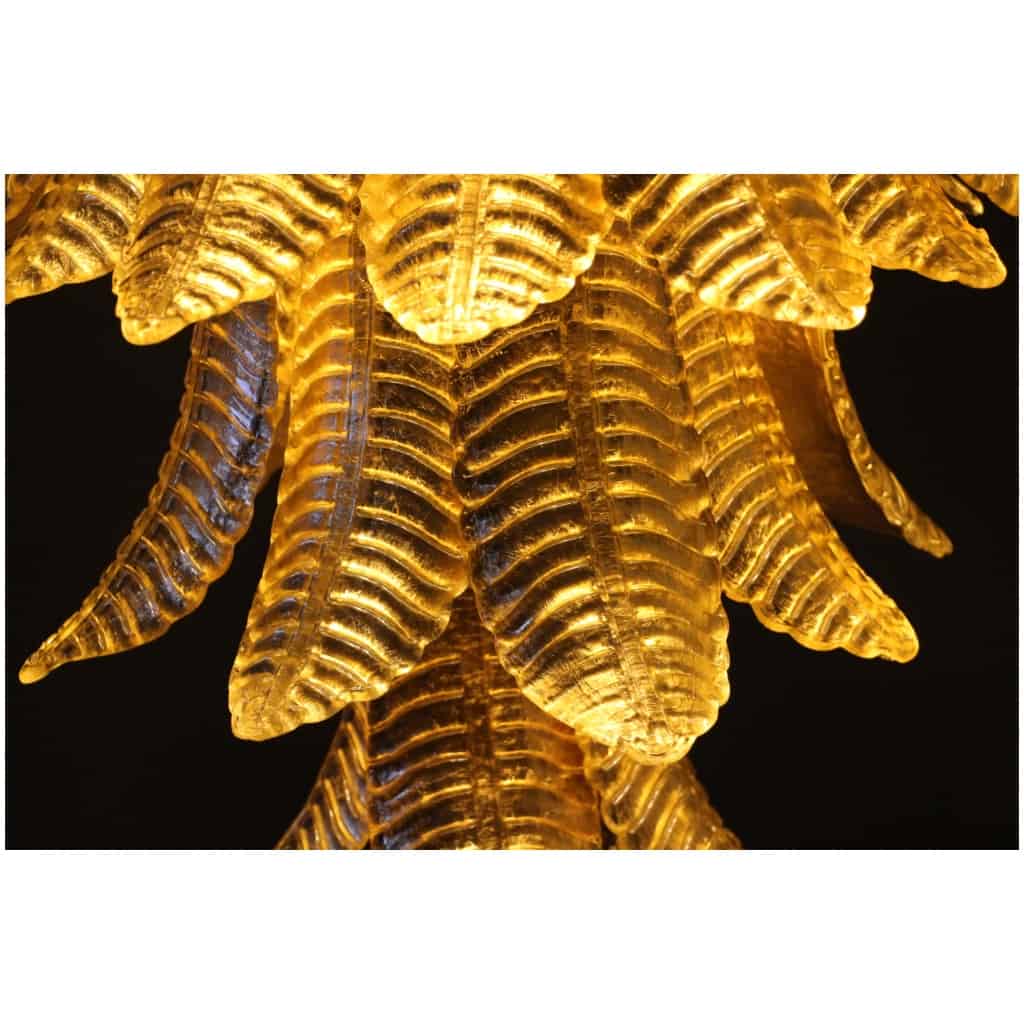 Long golden Murano glass chandelier in the shape of a palm tree 10