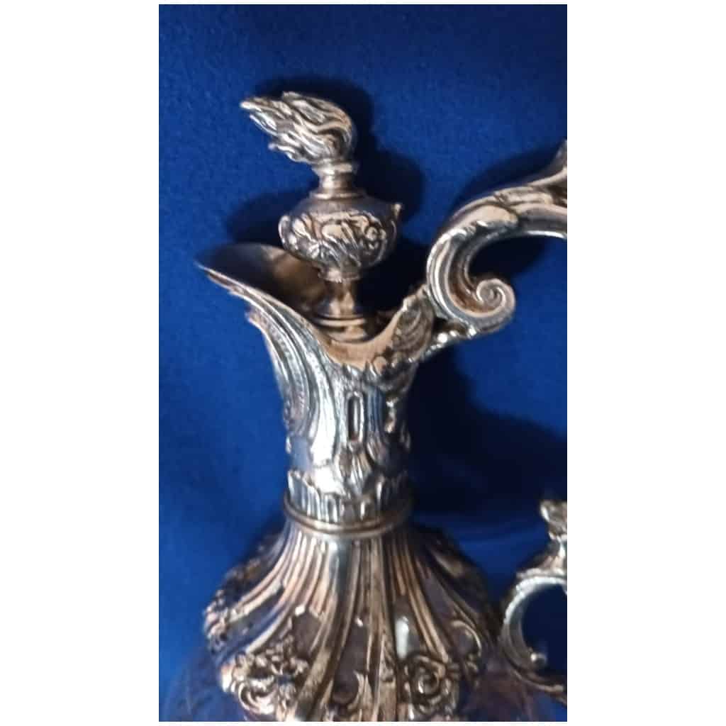 Un carafon(aiguière) en cristal. Monture métal argenté, Napoléon III 6