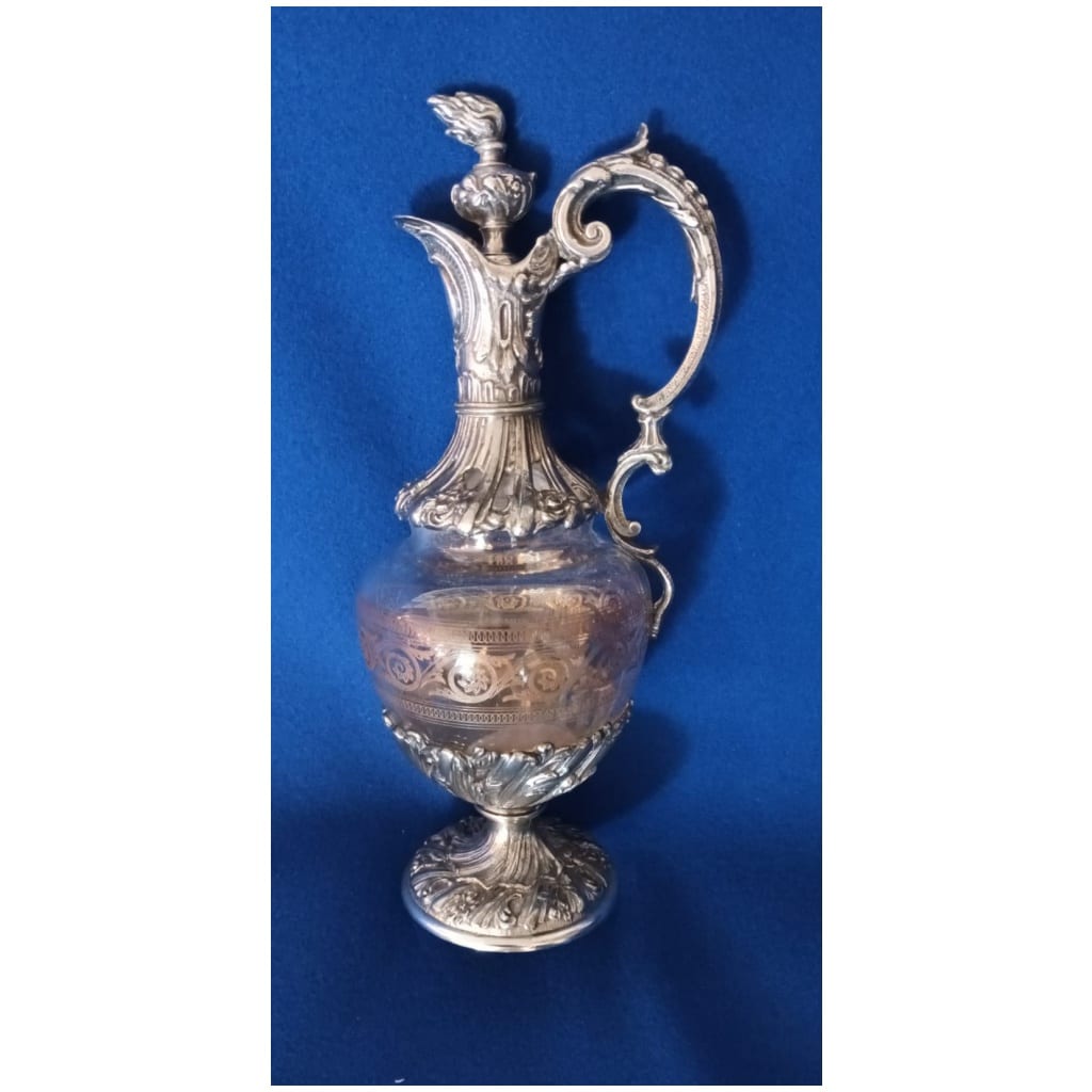 A crystal carafe (ewer). Silver metal frame, Napoleon III 5