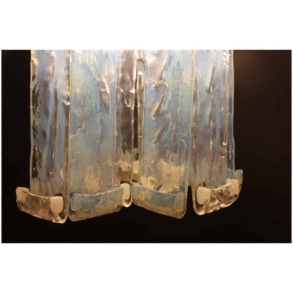 Long iridescent Laguna model chandelier, mid-century modern, by Fratelli Toso 16