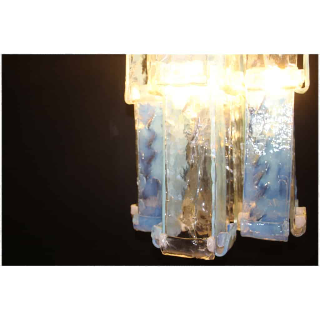 Long iridescent Laguna model chandelier, mid-century modern, by Fratelli Toso 15