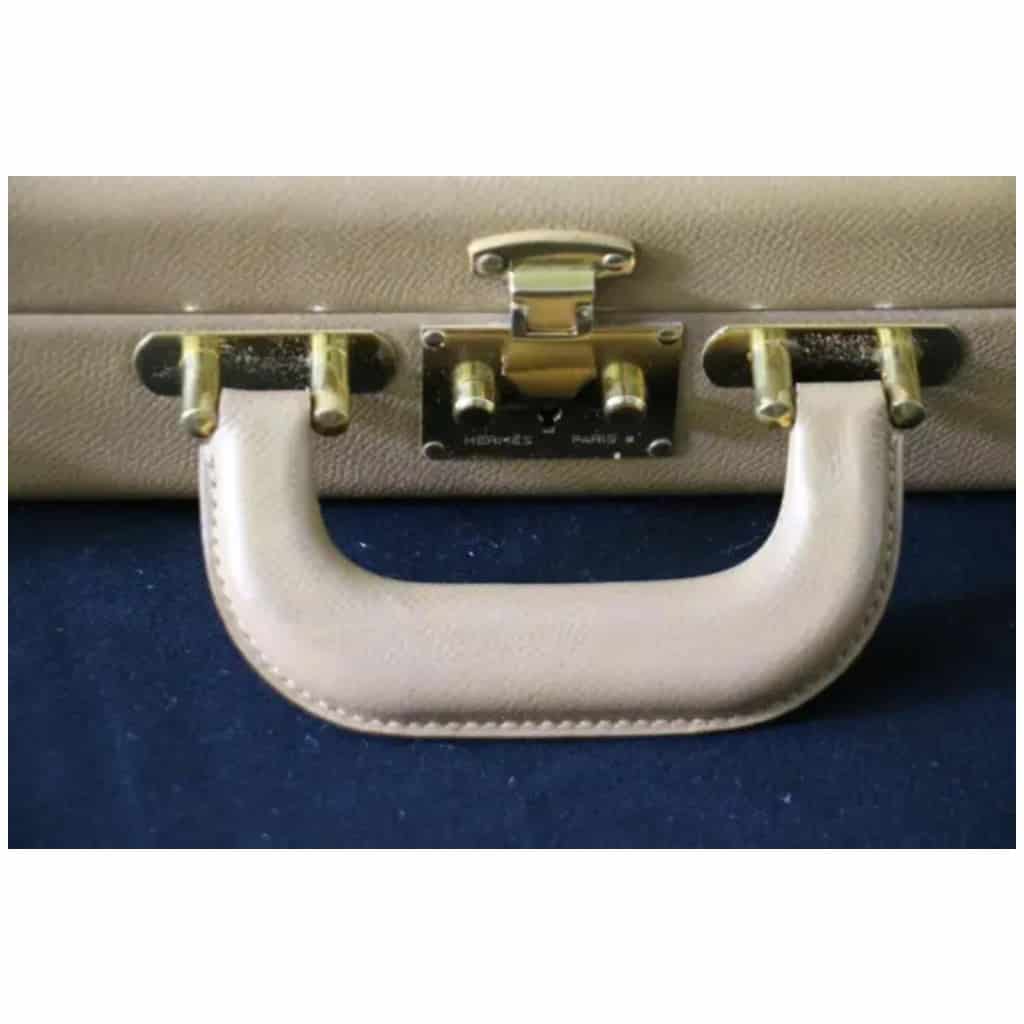 Porte-documents en cuir beige Hermès, Attaché-case Hermès, Sac Hermès 15