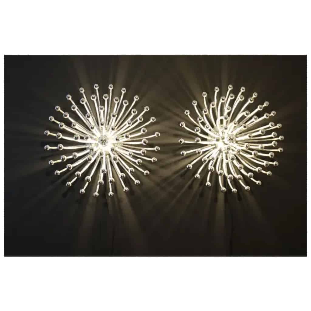 paire de lampes Pistillo argent de 60 cm par Valenti Milano 4
