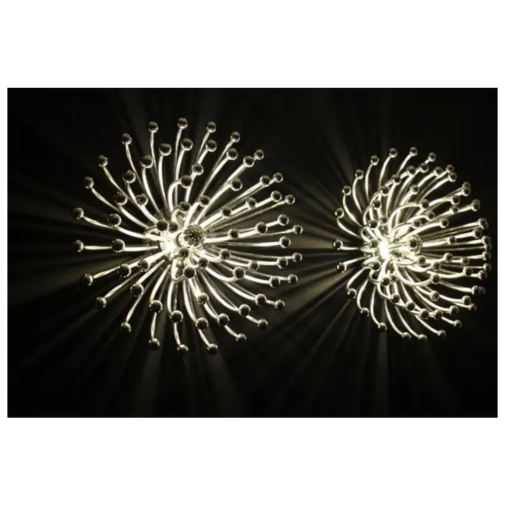 paire de lampes Pistillo argent de 60 cm par Valenti Milano 10