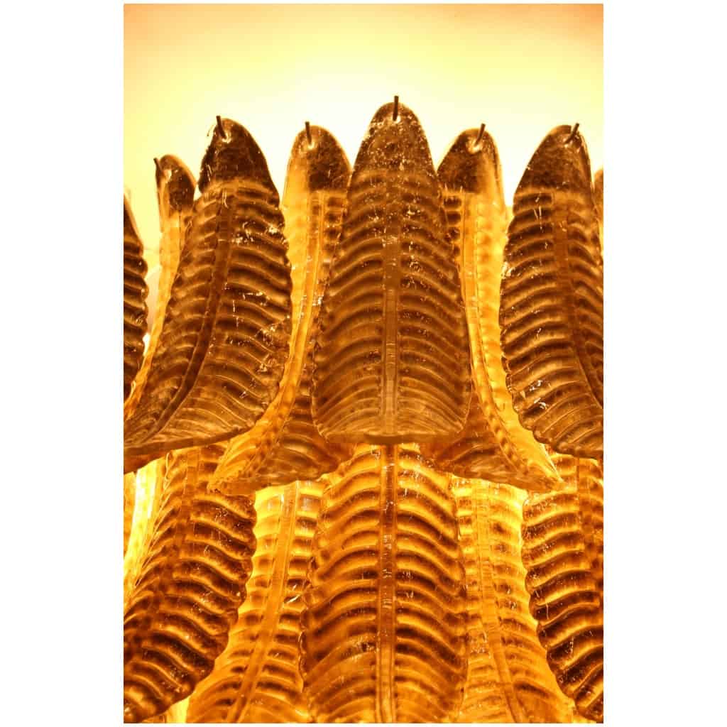 Lustre long en verre de Murano doré en forme de palmier 13